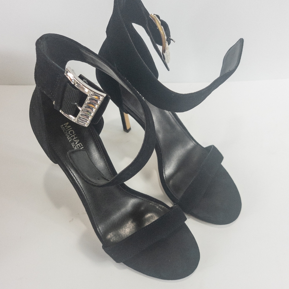 Michael Kors Crystal Embellished Suede Sandal Black -8 - Picture 5 of 6
